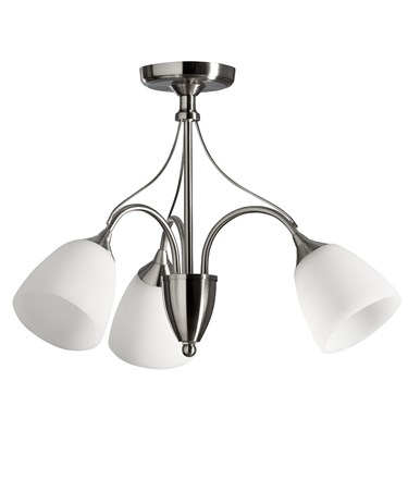 Franklin Ceiling 3 Light Complete With Opal Glass - Satin Nickel