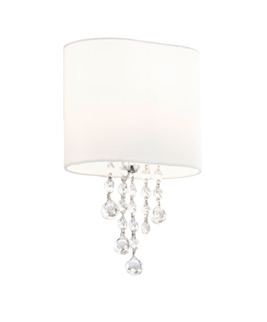 Searchlight Nina Wall Light - Chrome - Clear Beads - White Shade