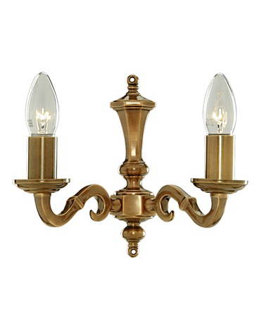 Searchlight Malaga Double Wall Light - Antique Brass - Candle Light