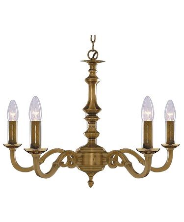Searchlight Malaga 5 Light Fitting - Antique Brass - Candle Light