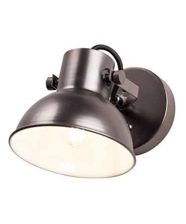 New York Modern Industrial Wall Light - Matte Black Finish - Black Braided Cable