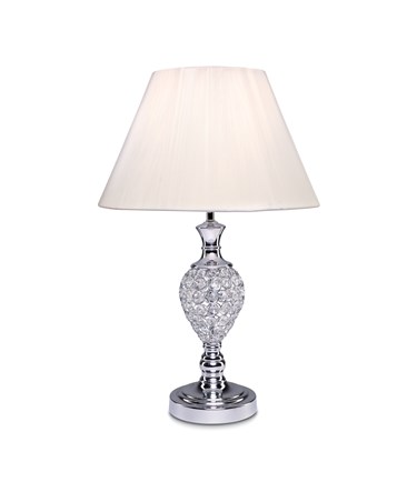 Hannah Luxury Elegant Chrome & Crystal Table Lamp with Ivory String Shade