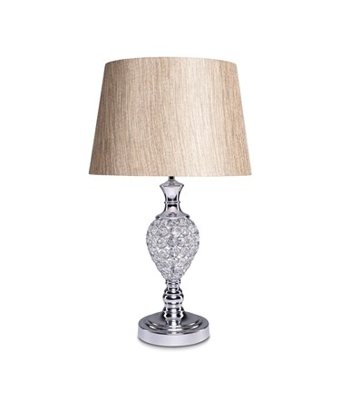 Hannah Luxury Elegant Chrome & Crystal Table Lamp with Charcoal Gold Shade