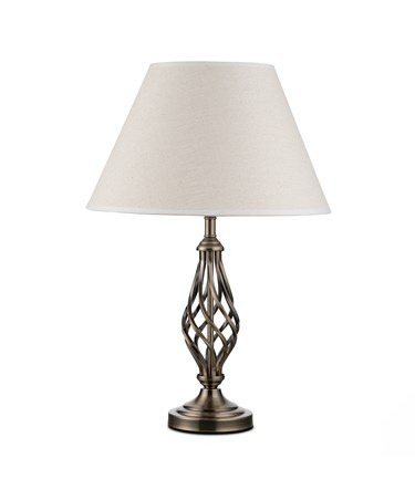Kingswood Barley Twist Traditional Table Lamp & Shade - Antique Brass