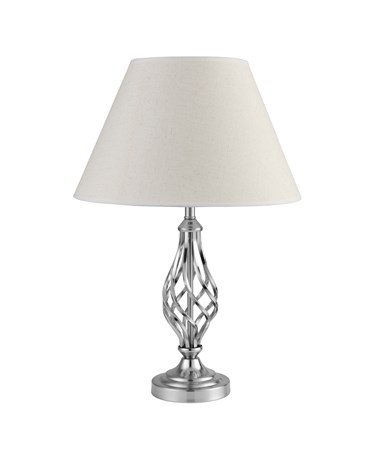 Kingswood Barley Twist Traditional Table Lamp & Shade - Satin Silver Kingswood Barley Twist Traditional Table Lamp & Shade - Satin Silver
