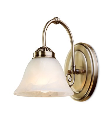 Elegant Diner Downlighter Wall Light - Antique Brass - Alabaster Glass