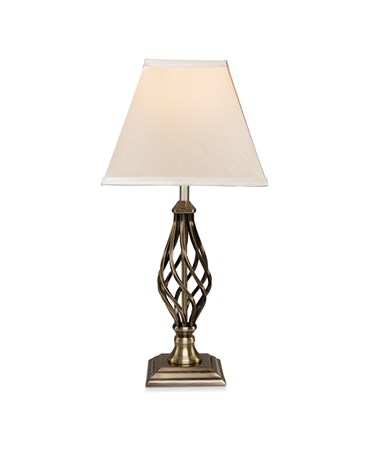Kingswood Barley Twist Square Base Traditional Table Lamp - Antique Brass