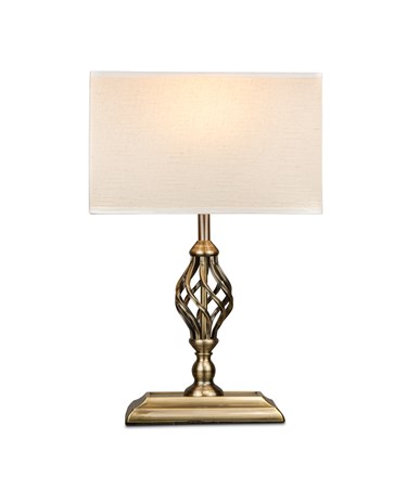 Kingswood Barley Twist Rectangular Base Traditional Table Lamp - Antique Brass