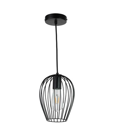 Newtown Black Single Caged Pendle Light - Modern Industrial Light