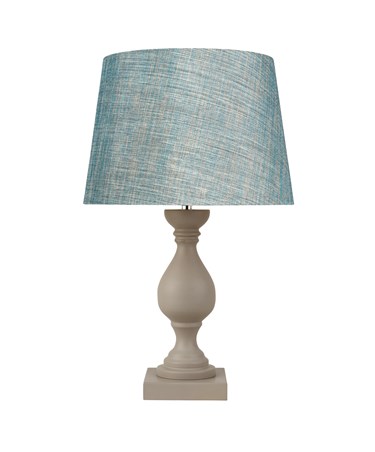 Fengate Stone Effect Grey Table Lamp with Blue Gold Shade
