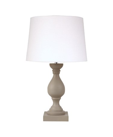 Fengate Stone Effect Grey Table Lamp with Ivory Linen Shade