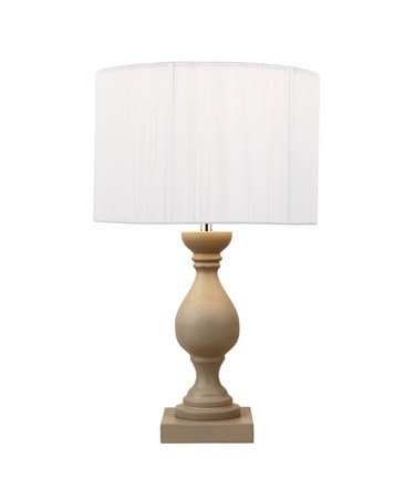 Fengate Stone Effect Grey Table Lamp with Ivory Silk String Shade