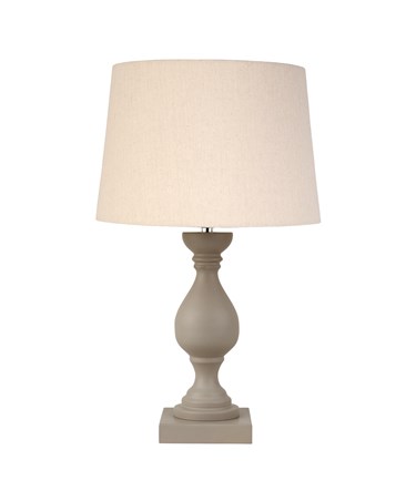 Fengate Stone Effect Table Lamp with Queenswood Natural Linen Shade
