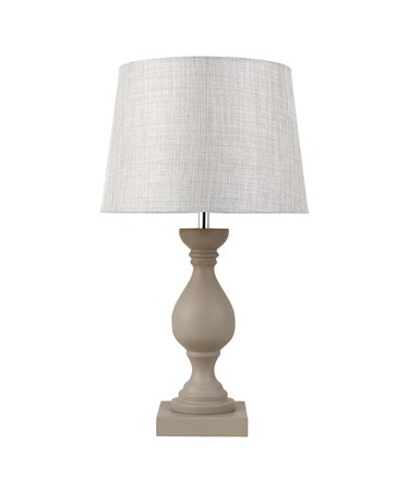 Fengate Stone Effect Grey Table Lamp with Grey Hessian Shade