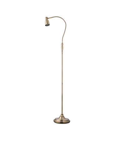 Heavyweight Modern Antique Brass Reading Floor Lamp with LED Daylight Bulb