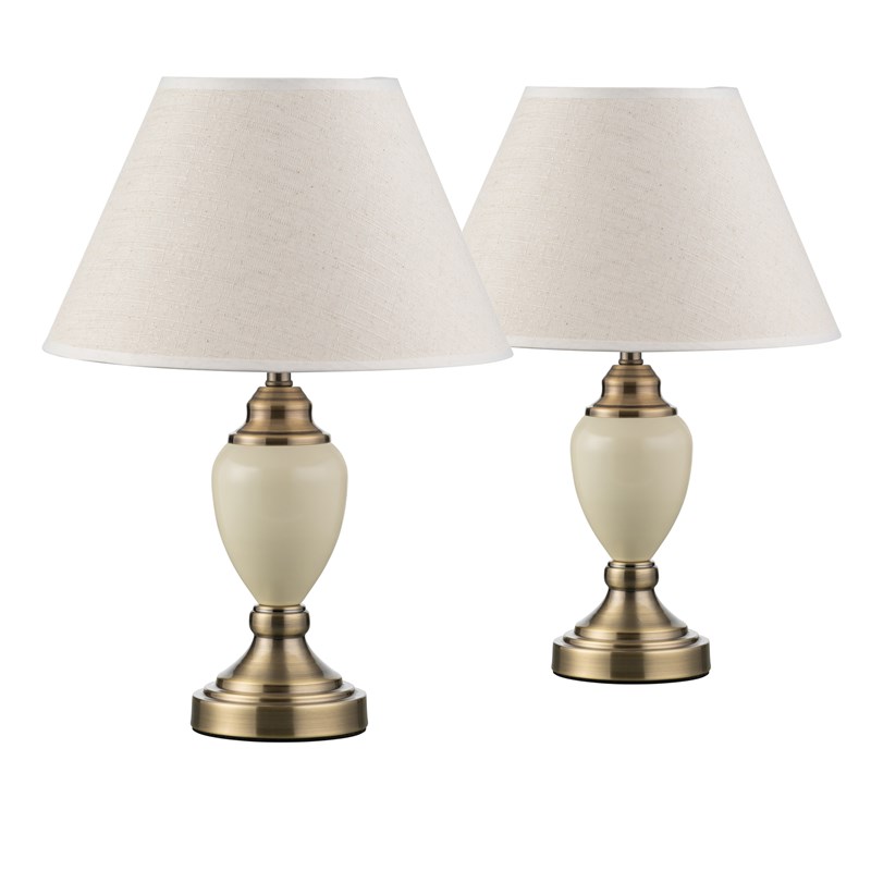 Bailey Small Cream Antique Table Lamp with Linen Shade Bailey Small Cream Antique Table Lamp with Linen Shade