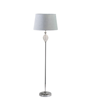 Hannah Chrome & Crystal Standard Floor Lamp & Grey Linen Shade