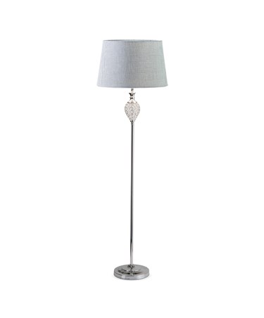 Hannah Floor Lamp Chrome CW Grey Linen Shade