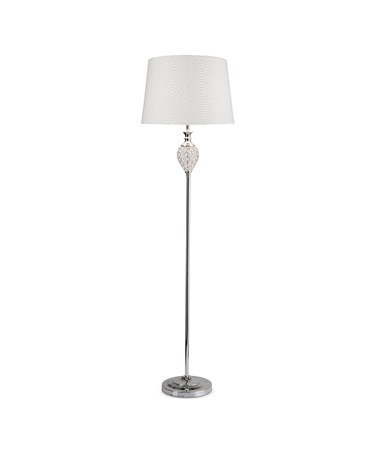 Hannah Luxury Elegant Chrome & Crystal Floor Lamp with Ivory Linen Shade