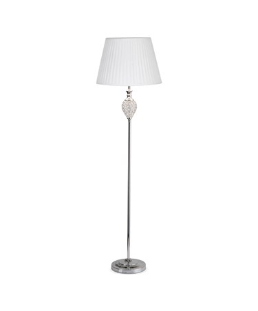 Hannah Luxury Elegant Chrome & Crystal Floor Lamp with Ivory Linen Shade