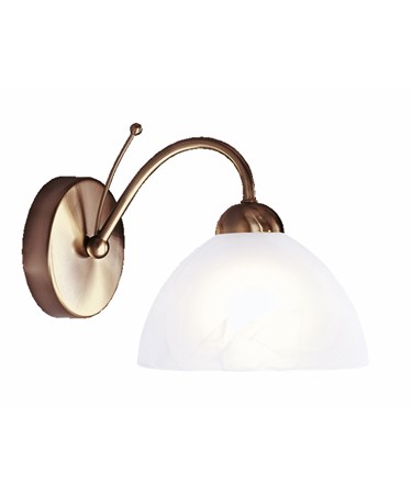 Searchlight Milanese Single Wall Light - Antique Brass - Alabaster Glass