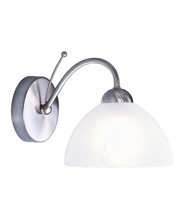 Searchlight Milanese Single Wall Light - Satin Silver - Alabaster Glass