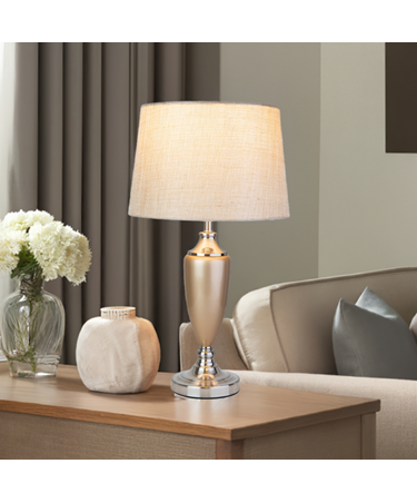 Large Malham Champagne Gold and Silver Classic Ceramic Table Lamp and Shade