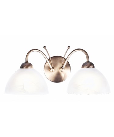 Searchlight Milanese Double Wall Light - Antique Brass - Alabaster Glass