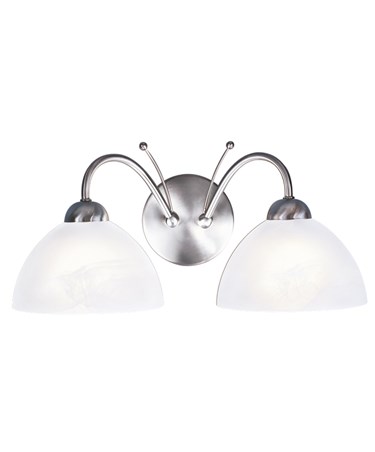 Searchlight Milanese Double Wall Light - Satin Silver - Alabaster Glass