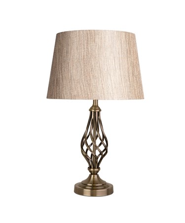 Queenswood Table Lamp - Antique - Charcoal Gold Linen