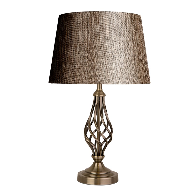 Queenswood Table Lamp Antique with Dark Charcoal Linen Shade