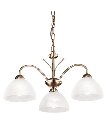 Searchlight Milanese Ceiling 3 Light - Antique Brass - Alabaster Glass