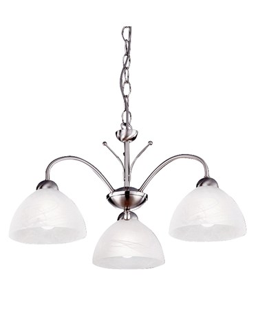 Searchlight Milanese Ceiling 3 Light - Satin Silver - Alabaster Glass