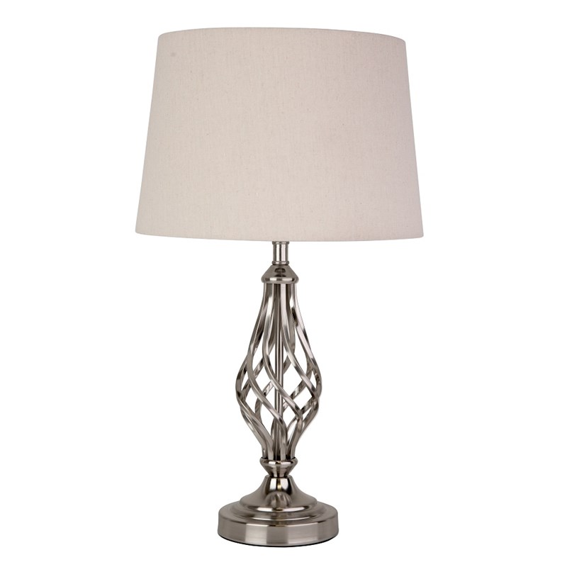 Queenswood Classic Barley Twist Table Lamp with Natural Linen Shade - Silver Queenswood Classic Barley Twist Table Lamp with Natural Linen Shade - Silver
