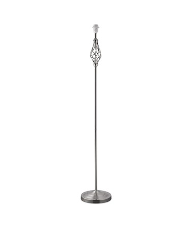 Queenswood Traditional Barley Twist Satin Silver Floor Lamp - Base Only