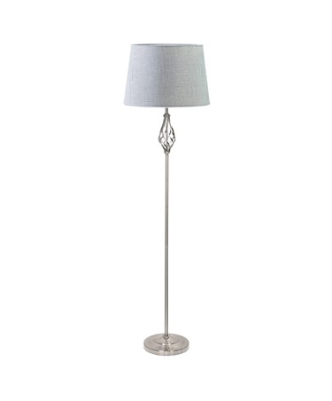 QUEENSWOOD FLOOR LAMP SILVER – GREY LINEN