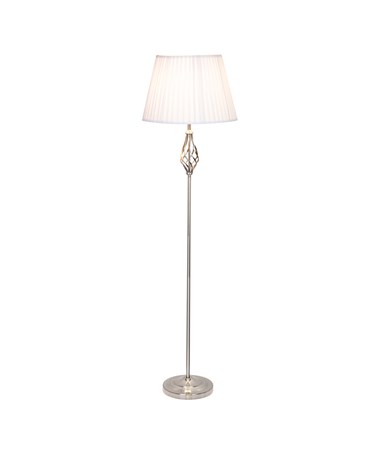 Queenswood Silver Floor Lamp with Ivory Pleated Shade