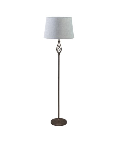 QUEENSWOOD FLOOR LAMP PEWTER – GREY LINEN