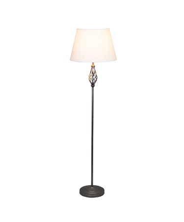 Queenswood Pewter Floor Lamp with Ivory Linen Shade