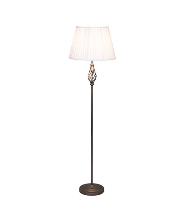 Queenswood Pewter Floor Lamp with Ivory Pleated Shade