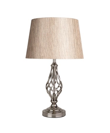 Queenswood Barley Twist Table Lamp with Charcoal Gold Shade - Silver Chrome