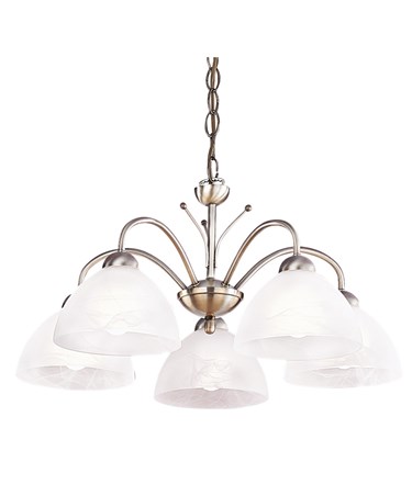 Searchlight Milanese Ceiling 5 Light - Antique Brass - Alabaster Glass
