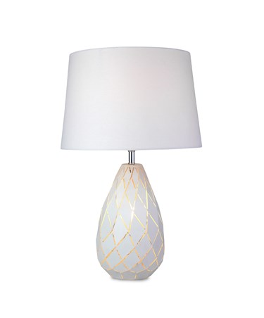 Modern Origami Geometric Metal Table Lamp with Ivory Linen Shade