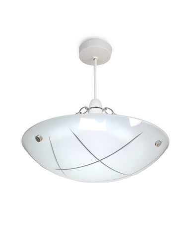 Linear Glass Ceiling Uplighter Pendant Shade - White & Clear - Easy Fit - Modern