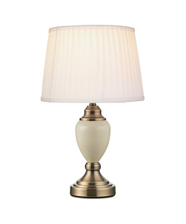 Malham Small Touch Control Cream Table Lamp with Ivory Pleated Shade