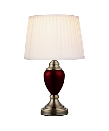 Malham Small Touch Control Table Lamp Red with Ivory Pleated Shade