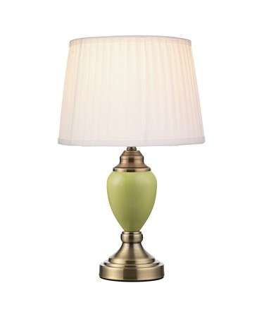 Malham Small Touch Control Table Lamp Green with Ivory Pleated Shade