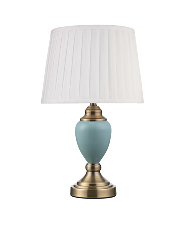 Malham Small Touch Control Table Lamp Blue with Ivory Pleated Shade