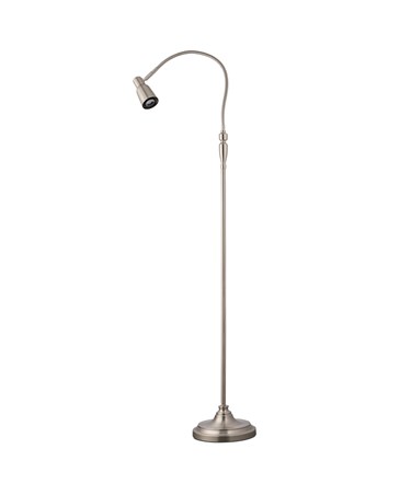 Heavyweight Modern Satin Silver Reading Floor Lamp with LED Daylight Bulb