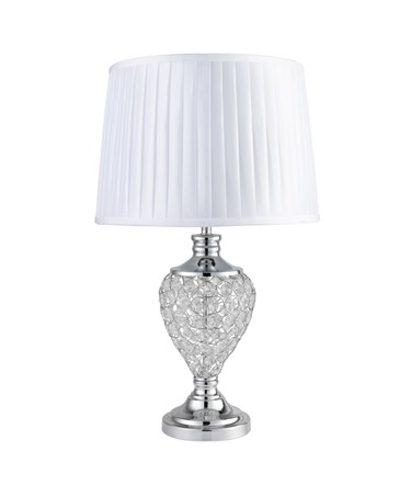 Hepburn Large Crystal Glass Table Lamp with Matching Ivory Pleat Shade - Silver